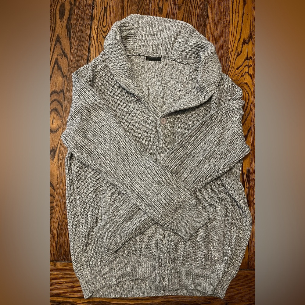Royal Knight Men’s Grey Button Knit Sweater with Collar - SIZE XL